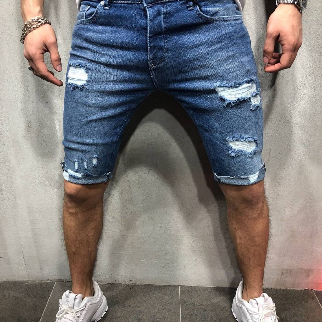 Bermuda Jeans Masculina Destroyed Skinny