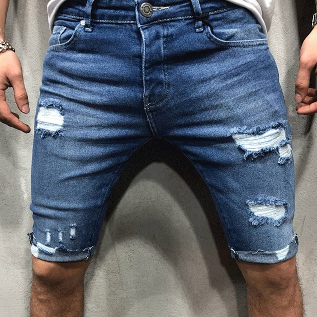 Bermuda Jeans Masculina Destroyed Skinny